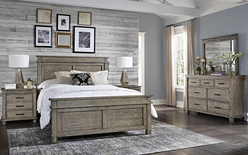 A-America Furniture Glacier Point King Panel Bed in Greystone