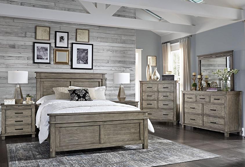 A-America Furniture Glacier Point Queen Panel Bed in Greystone