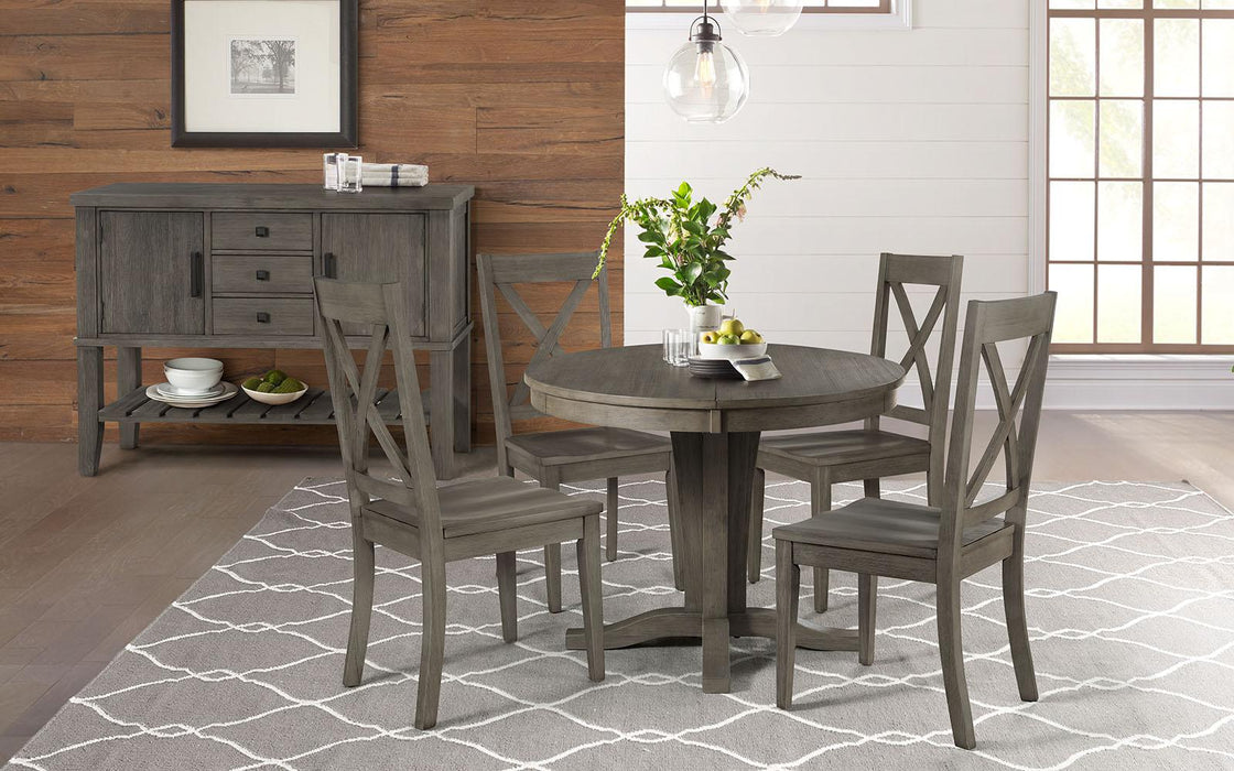 A-America Furniture Huron Pedestal Dining Table in Distressed Gray