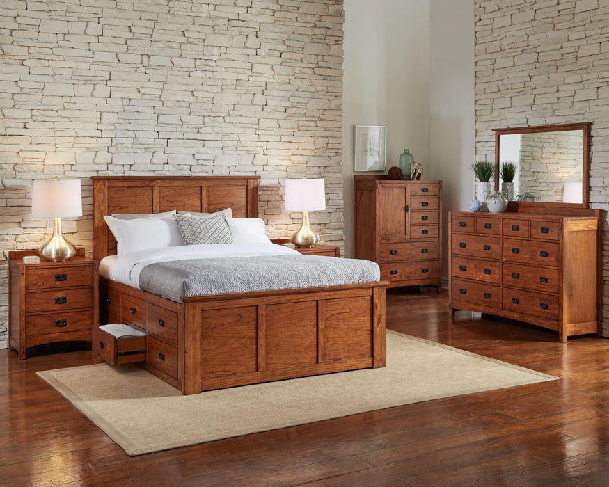 A-America Furniture Queen Captain Bed in Harvest