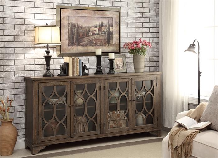 Coast to Coast Imports Media Credenza in Cayhill Distressed Brown